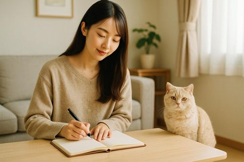 ペットシッターの準備をする女性